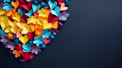 top view of colorful paper heart shape, generative ai