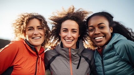 Happy female athletes wearing sports clothing. Generative AI