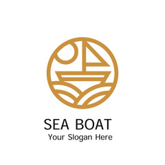 Monoline Sea Boat Flat Minimalist Company Logo Vector Template