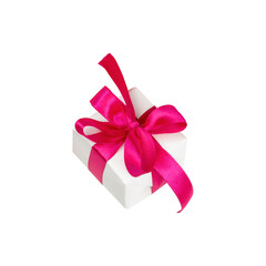 White gift box with red bow .Isolated on a white background. Element for design