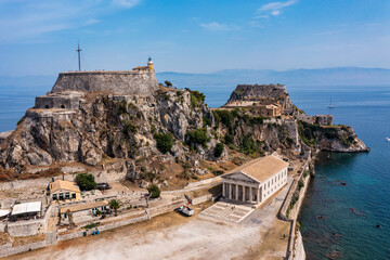 Fototapeta na wymiar The old Venetian fortress of Corfu town, Corfu, Greece. The Old Fortress of Corfu is a Venetian fortress in the city of Corfu. Venetian Old Fortress (Palaio Frourio), Corfu, Ionian Islands, Greece
