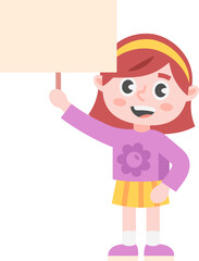 Cute Kids Holding Banner Illustration