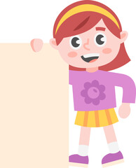 Cute Kids Holding Banner Illustration