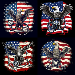 Fototapeta na wymiar american flag with eagle