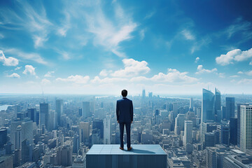 目標に向かって思考するビジネスマン