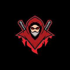 Game ninja assassin mascot logo, perfect for sport and esport team illustration.