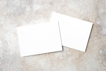 Wedding invitation card mockup with front and back sides, stylish beige background