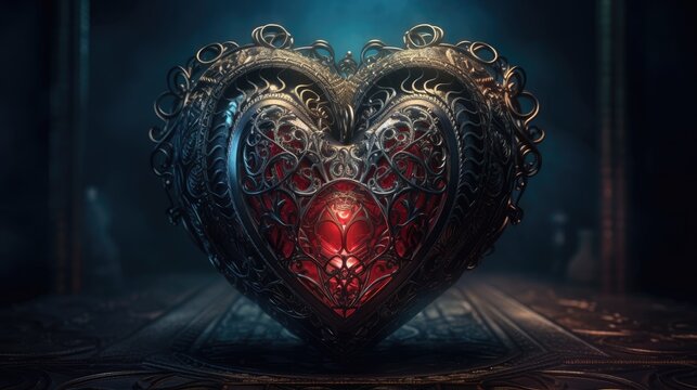 Gothic heart shaped , gothic styles. Created with generative AI.