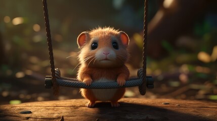 cartoon illustration of a cute hamster. Created with generative AI.