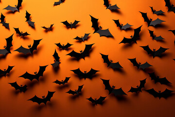 Halloween background with bats. Generative AI.