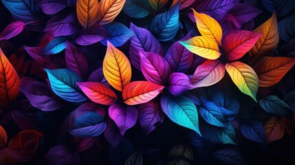 Vivid fluorescent leaves background