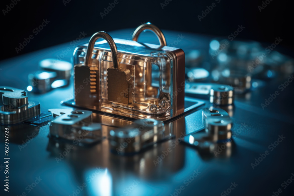 Poster digital padlock. cyber security technology network data protection technology virtual dashboard.onli