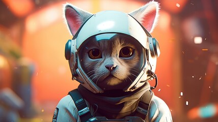 cat in space suit. Created with generative AI.
