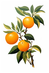 orange painting in botanical art style