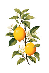 Lemon painting in botanical art style