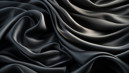 Fototapeta premium Black gray satin dark fabric texture luxurious ,Ai generated art illustration.