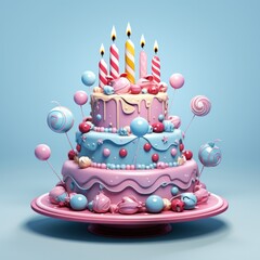 Cartoon 3D Birthday Cake