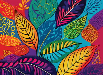 
Vibrant, handcrafted leaf pattern in a rainbow of colors, radiating love and uniqueness