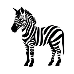 Fototapeta na wymiar Zebra, striped horse, African savannah animal, striped hide, line pattern. Wild animal, cute character, isolated object on white background, cartoon vector drawing.