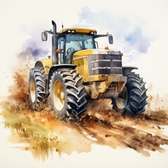 Watercolor Clipart Determined Tractor