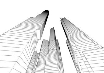 Fototapeta premium Skyscrapers in the city 3d illustration