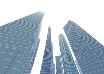 Plakat Skyscrapers in the city 3d illustration