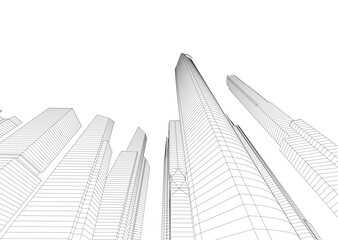 Fototapeta premium Skyscrapers in the city 3d illustration