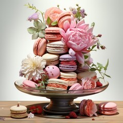 Watercolor Clipart Pastel Macaron Tower