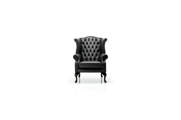 Luxurious black leather armchair in the middle of a white background