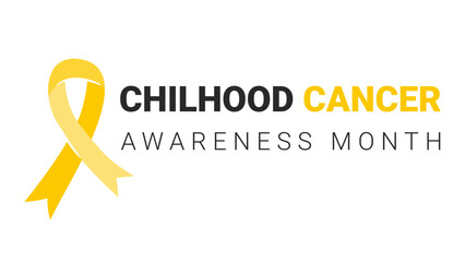 Childhood Cancer Awareness Month in September. 
Yellow ribbon with text on white background. International Childhood Cancer Day. Vector illustration for banner, poster, flyer