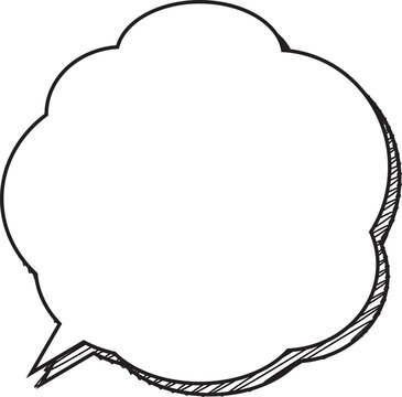 Cloud-shaped speech bubble with hand-painted shadow, painted white