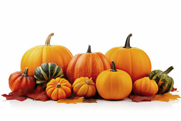 Obraz premium Assortment of pumpkins isolated on white background