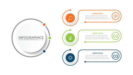 Modern infographic template. Creative circle element design with marketing icons. Business concept with 3 options - obrazy, fototapety, plakaty