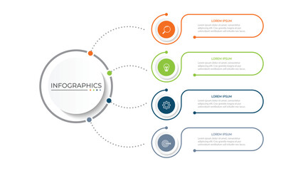 Modern infographic template. Creative circle element design with marketing icons. Business concept with 4 options