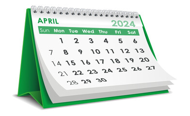 Illustration vector of  April 2024 Calendar - obrazy, fototapety, plakaty