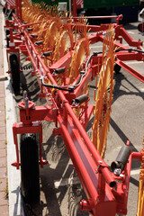 Agricultural machinery on a sunny day. Texture, background for design.