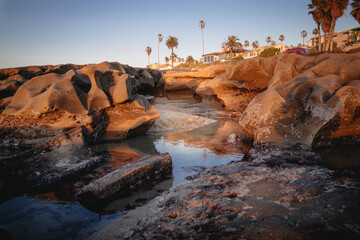 Tidepools at Sunset on La Jolla Beach California