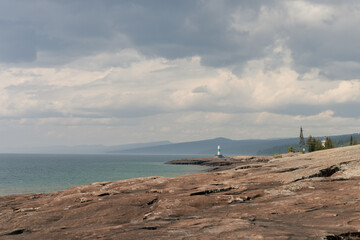 Lake Shore Rocks, Beach, Lighthouse, Shipping, Minnesota 