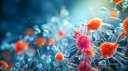 Under the microscope- background for scientific medical concept - bacteria and probiotics 
