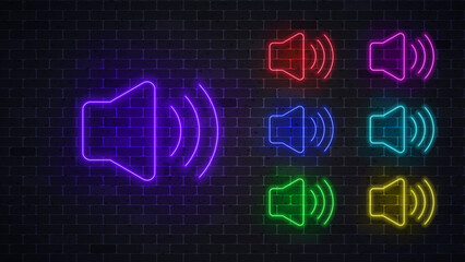 Neon volume glowing neon icon. Vector illustration 