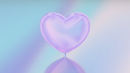 Pretty Pink Reflective Love Heart Rotating Above Shiny Mirror Surface - Abstract Background Texture