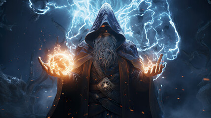 High Fantasy Character: An epic portrait of an anrcane powerful sorcerer wizard mage