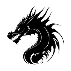 Black head dragon logo design on white background.