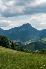 Velky Rozsutec from sedlo Prislop between Sokolia and Baraniarky hills in Mala Fatra mountains in Slovakia