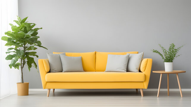 Yellow sofa. Generative AI
