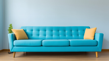 Fototapeta na wymiar Blue sofa. Generative AI