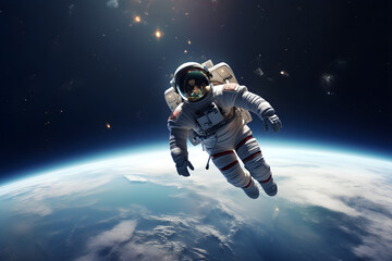 Astronaut in the outer space over the planet Earth, Elements of this image furnished by NASA