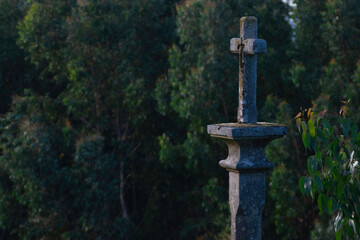Cruceiro Galicia en camino de bosque