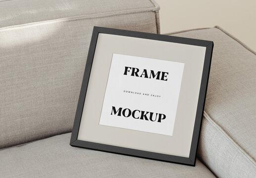 Square Frame on Couch Mockup