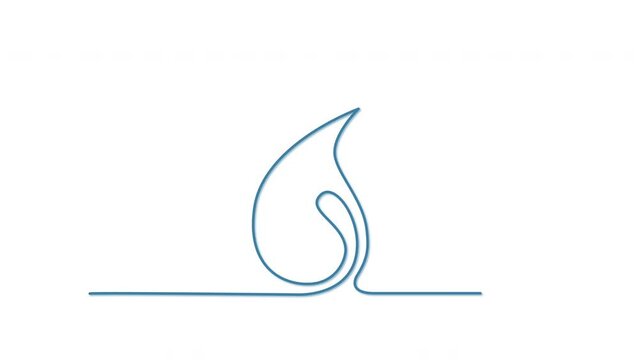 Water drop self drawing animation. Line art.	Blue color line.